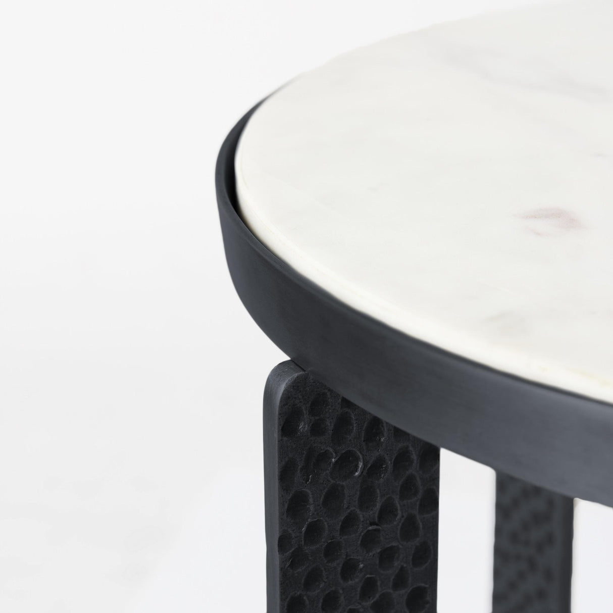 Mercana Preston 23"H White Marble Top w/ Matte Black Metal Accent Table