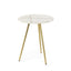Mercana Vivienne 16.0L x 16.0W x 19.0H White Marble W/Antique Gold Metal Round Small Side Table