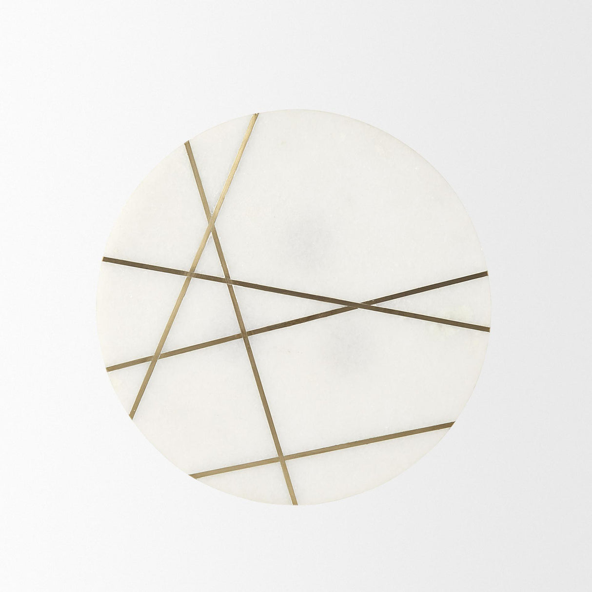Mercana Vivienne 16.0L x 16.0W x 19.0H White Marble W/Antique Gold Metal Round Small Side Table
