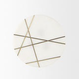 Mercana Vivienne 16.0L x 16.0W x 19.0H White Marble W/Antique Gold Metal Round Small Side Table