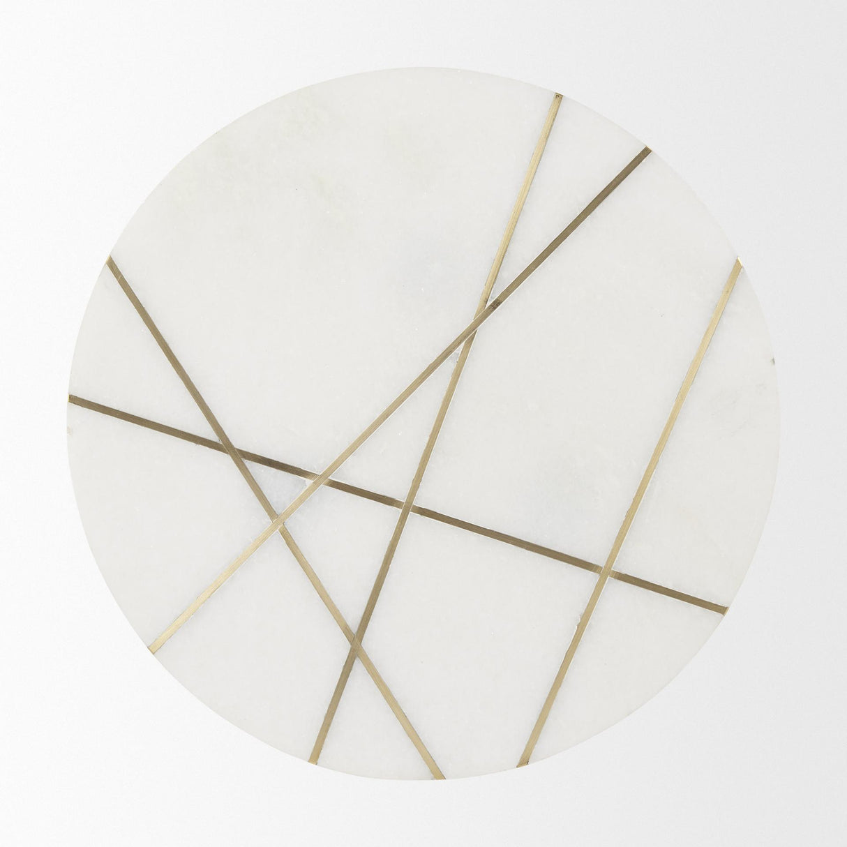 Mercana Vivienne 18.0L x 18.0W x 23.0H White Marble W/Antique Gold Metal Round Large Accent Table