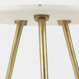 Mercana Vivienne 18.0L x 18.0W x 23.0H White Marble W/Antique Gold Metal Round Large Accent Table