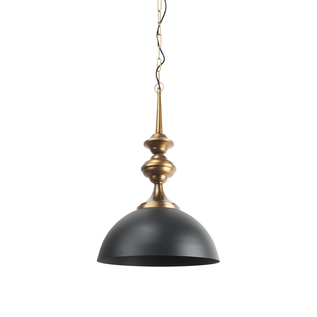 Mercana Willson 17.0L x 17.0W x 29.0H Black Iron W/Antique Brass Dome Pendant Light