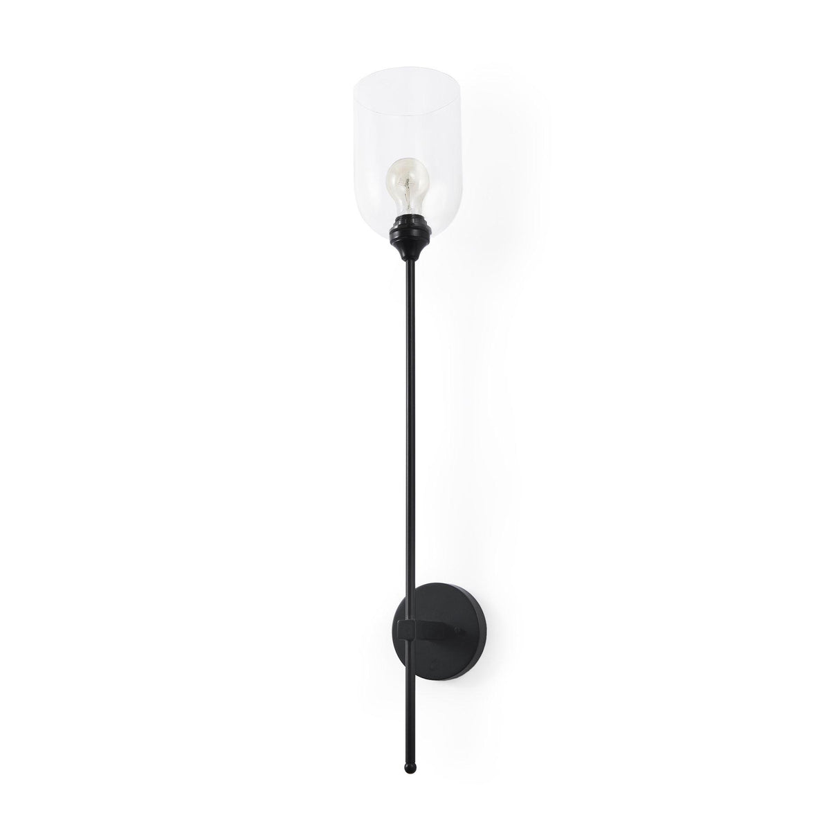Mercana Clyde 6.0L x 8.0W x 37.0H Matte Black W/Glass Round Wall Sconce