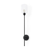 Mercana Clyde 6.0L x 8.0W x 37.0H Matte Black W/Glass Round Wall Sconce