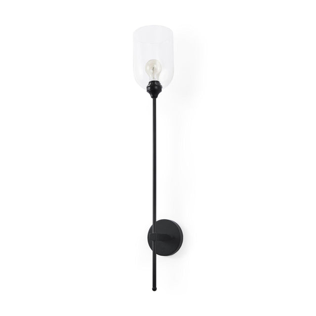 Mercana Clyde 6.0L x 8.0W x 37.0H Matte Black W/Glass Round Wall Sconce