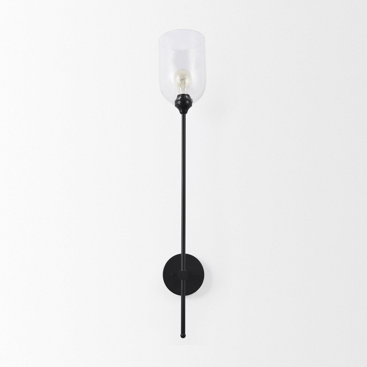 Mercana Clyde 6.0L x 8.0W x 37.0H Matte Black W/Glass Round Wall Sconce