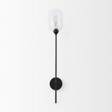Mercana Clyde 6.0L x 8.0W x 37.0H Matte Black W/Glass Round Wall Sconce