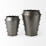 Mercana Elio 12.2H Large Gun Metal Gray Metal W/Studs Vase