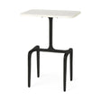 Mercana Preston White Marble Tabletop w/ Matte Black Iron Base Accent Table