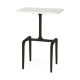 Mercana Preston White Marble Tabletop w/ Matte Black Iron Base Accent Table