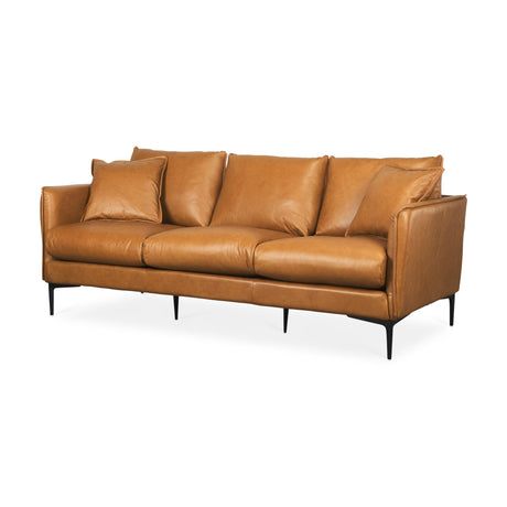 Mercana Lake Como 85.8L x 36.6W x 32.3H Tan Leather Three Seater Sofa