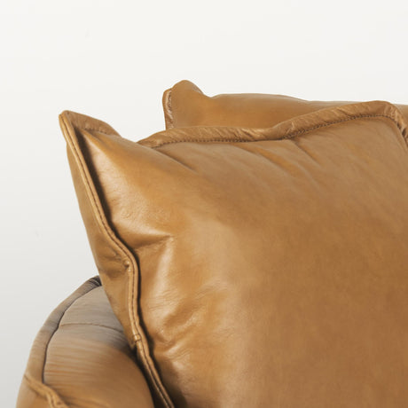 Mercana Lake Como 85.8L x 36.6W x 32.3H Tan Leather Three Seater Sofa