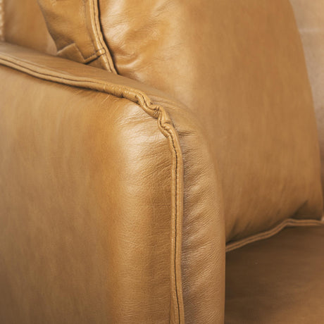 Mercana Lake Como 85.8L x 36.6W x 32.3H Tan Leather Three Seater Sofa