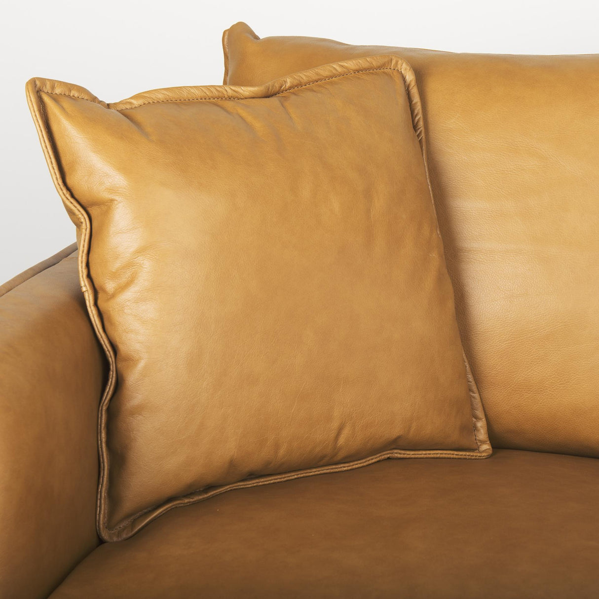 Mercana Lake Como 85.8L x 36.6W x 32.3H Tan Leather Three Seater Sofa