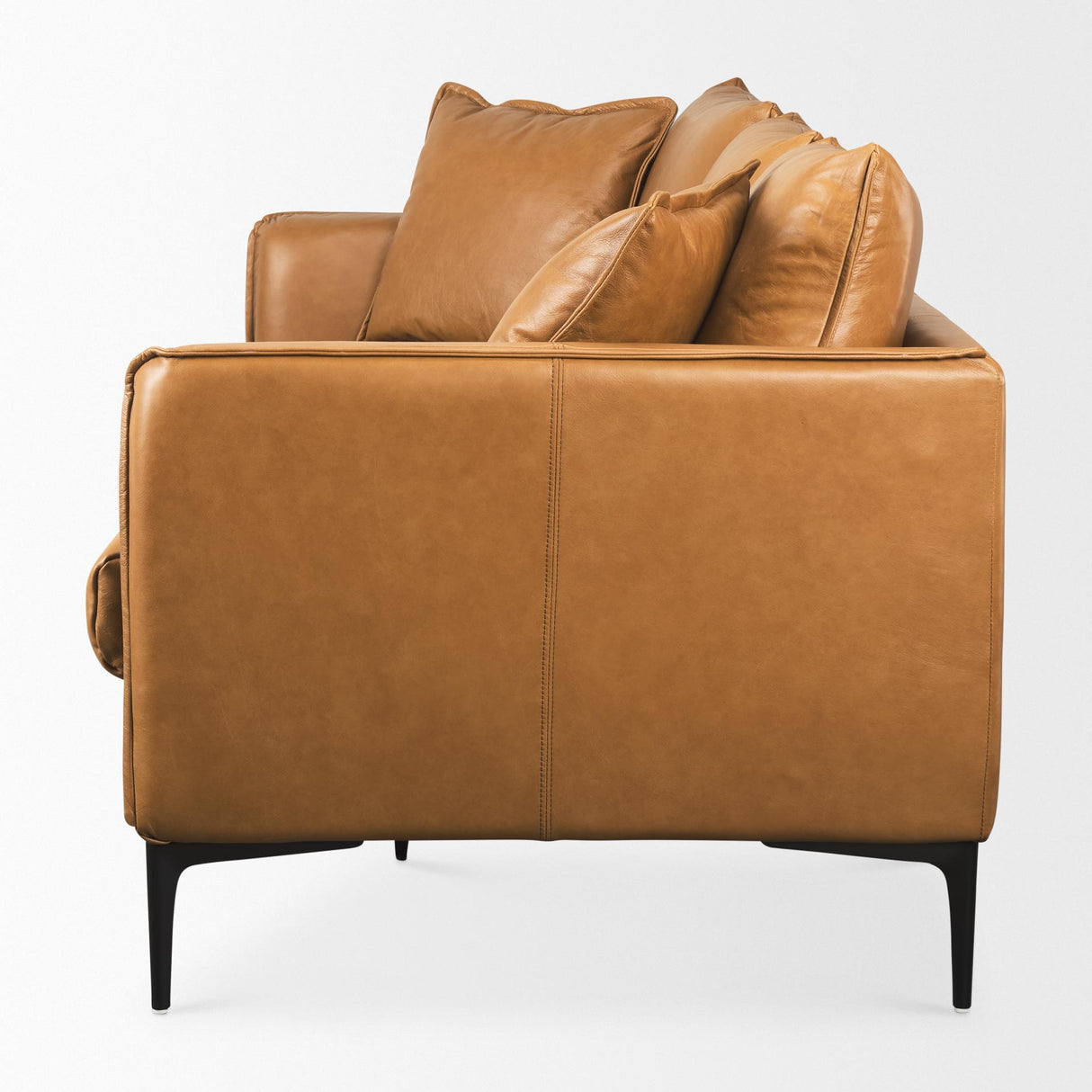 Mercana Lake Como 85.8L x 36.6W x 32.3H Tan Leather Three Seater Sofa