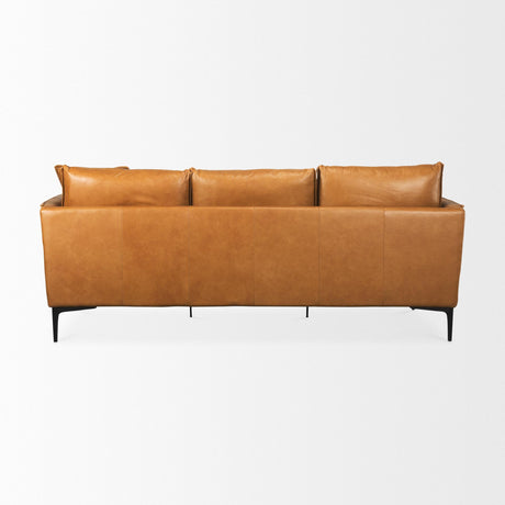 Mercana Lake Como 85.8L x 36.6W x 32.3H Tan Leather Three Seater Sofa