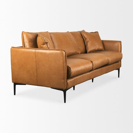 Mercana Lake Como 85.8L x 36.6W x 32.3H Tan Leather Three Seater Sofa