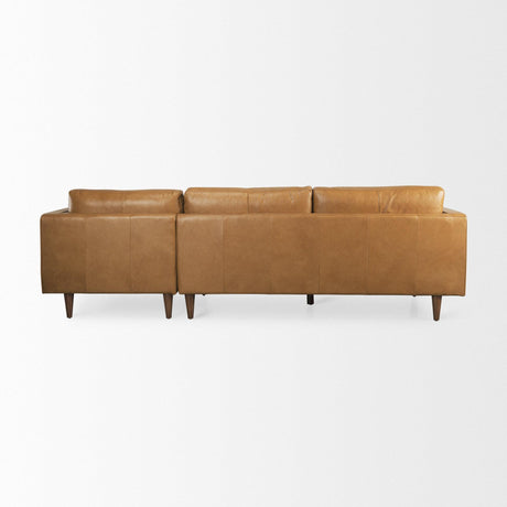 Mercana Svend 111.4L x 68.0W x 33.9H Tan Leather Right Chaise Sectional Sofa