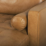 Mercana Svend 111.4L x 68.0W x 33.9H Tan Leather Right Chaise Sectional Sofa