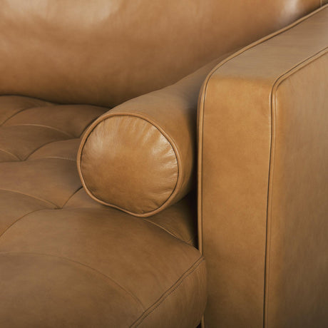 Mercana Svend 111.4L x 68.0W x 33.9H Tan Leather Right Chaise Sectional Sofa