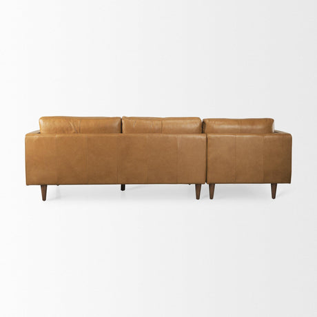 Mercana Svend 111.4L x 68.0W x 33.9H Tan Leather Left Chaise Sectional Sofa