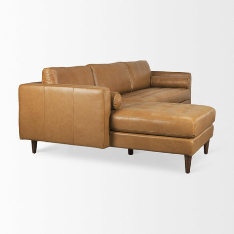 Mercana Svend 111.4L x 68.0W x 33.9H Tan Leather Left Chaise Sectional Sofa