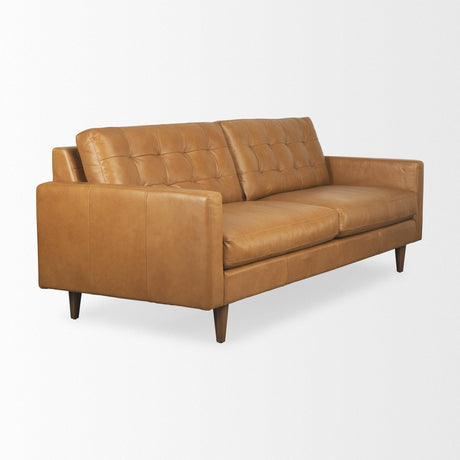 Mercana Olaf 88.2L x 37.8W x 35.0H Tan Leather Sofa