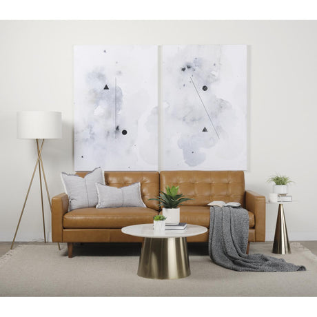 Mercana Olaf 88.2L x 37.8W x 35.0H Tan Leather Sofa