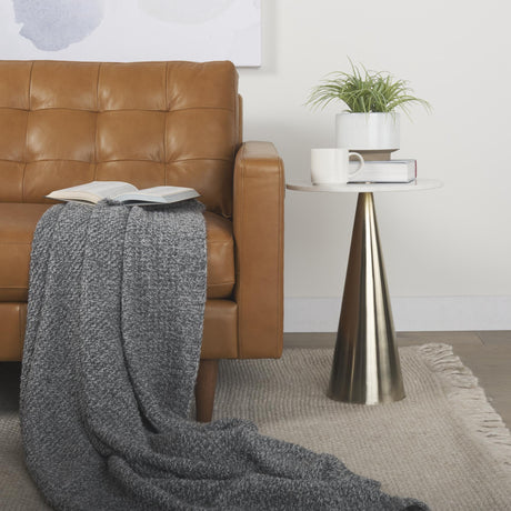 Mercana Olaf 88.2L x 37.8W x 35.0H Tan Leather Sofa