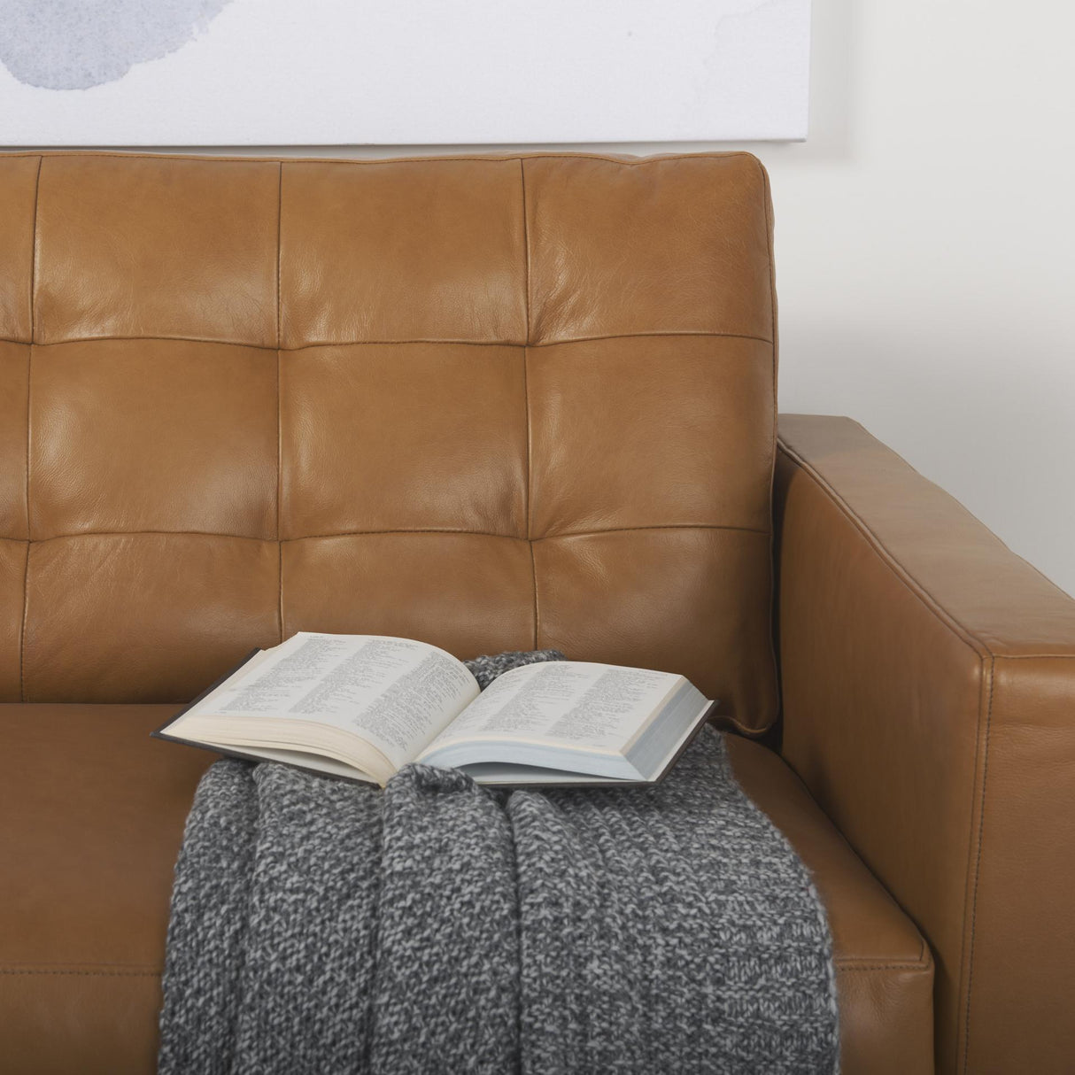 Mercana Olaf 88.2L x 37.8W x 35.0H Tan Leather Sofa