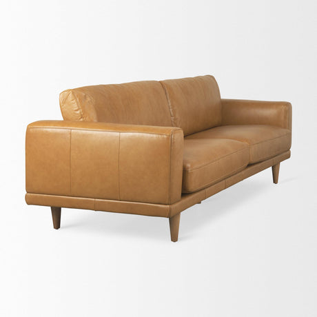 Mercana Cedrick 90.6L x 36.6W x 31.5H Tan Leather Sofa