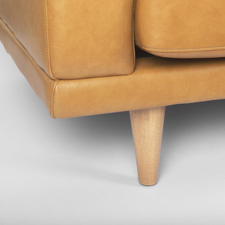 Mercana Cedrick 90.6L x 36.6W x 31.5H Tan Leather Sofa