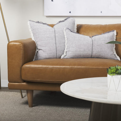 Mercana Cedrick 90.6L x 36.6W x 31.5H Tan Leather Sofa