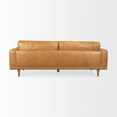 Mercana Cedrick 90.6L x 36.6W x 31.5H Tan Leather Sofa