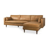 Mercana Elton 111.4L x 68.1W x 34.3H Tan Leather Right Chaise Sectional