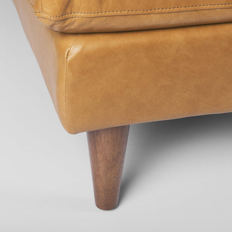 Mercana Elton 111.4L x 68.1W x 34.3H Tan Leather Right Chaise Sectional