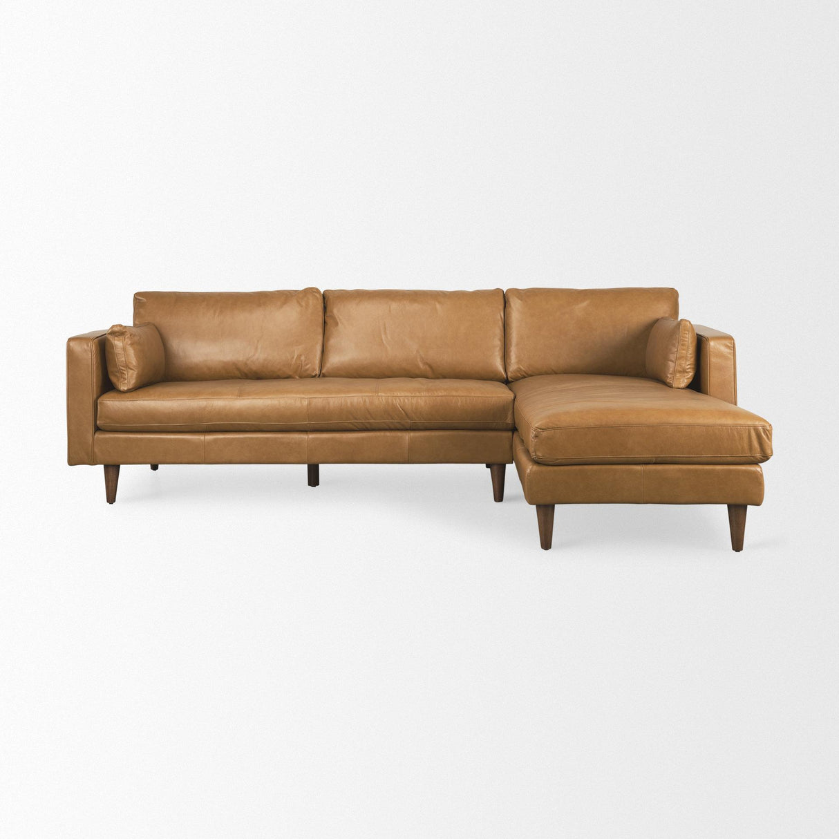 Mercana Elton 111.4L x 68.1W x 34.3H Tan Leather Right Chaise Sectional