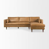 Mercana Elton 111.4L x 68.1W x 34.3H Tan Leather Right Chaise Sectional