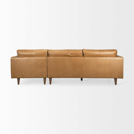 Mercana Elton 111.4L x 68.1W x 34.3H Tan Leather Right Chaise Sectional