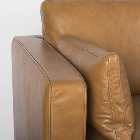 Mercana Elton 111.4L x 68.1W x 34.3H Tan Leather Right Chaise Sectional