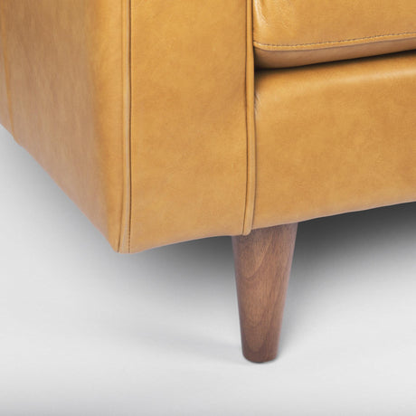 Mercana Elton 65.0L x 37.8W x 34.6H Tan Leather Love Seat Sofa