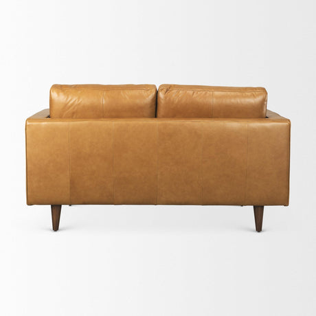 Mercana Elton 65.0L x 37.8W x 34.6H Tan Leather Love Seat Sofa