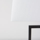 Mercana Peyton 14.0L x 9.0W x 26.2H Black Metal W/Marble Cube and White Shade Table Lamp