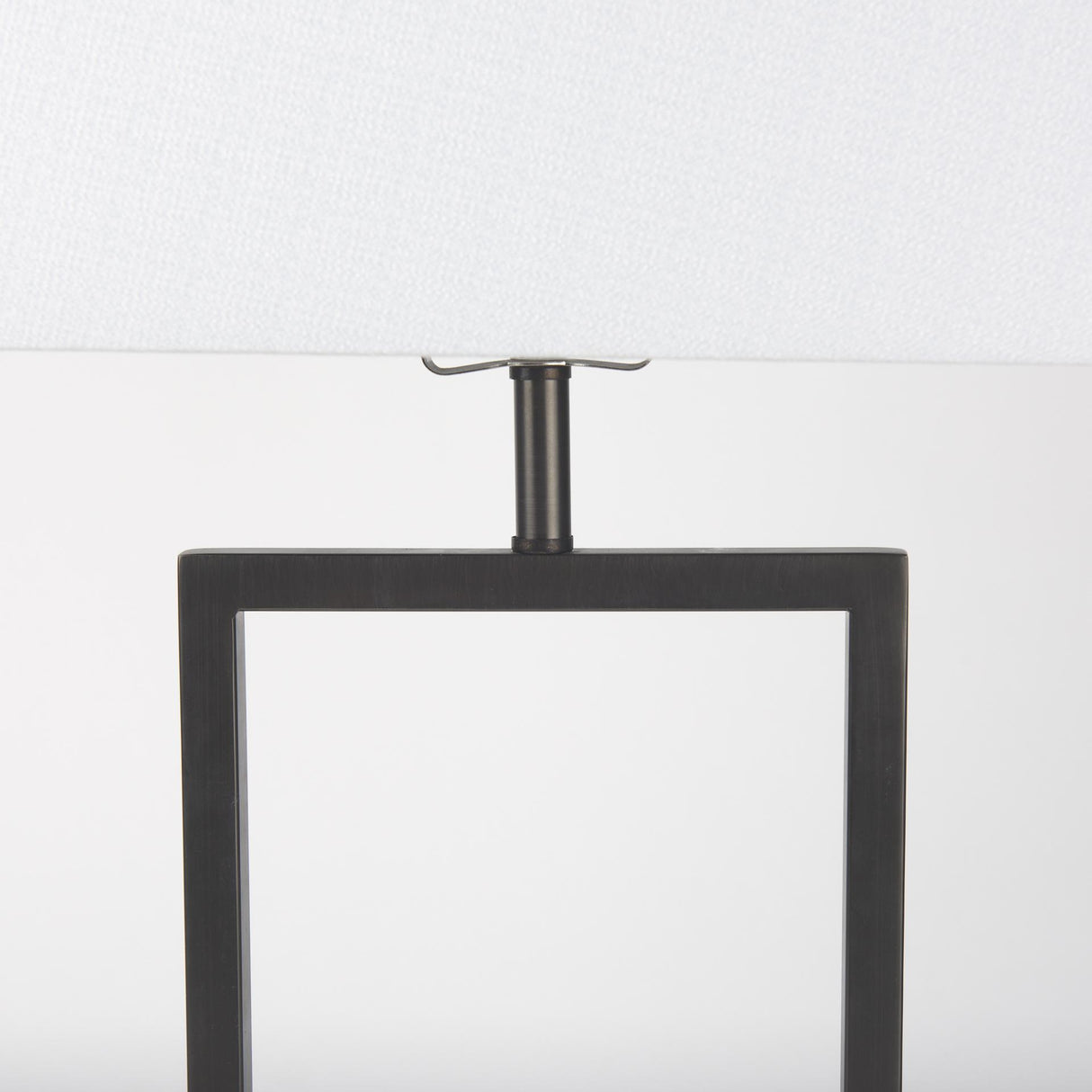 Mercana Peyton 14.0L x 9.0W x 26.2H Black Metal W/Marble Cube and White Shade Table Lamp