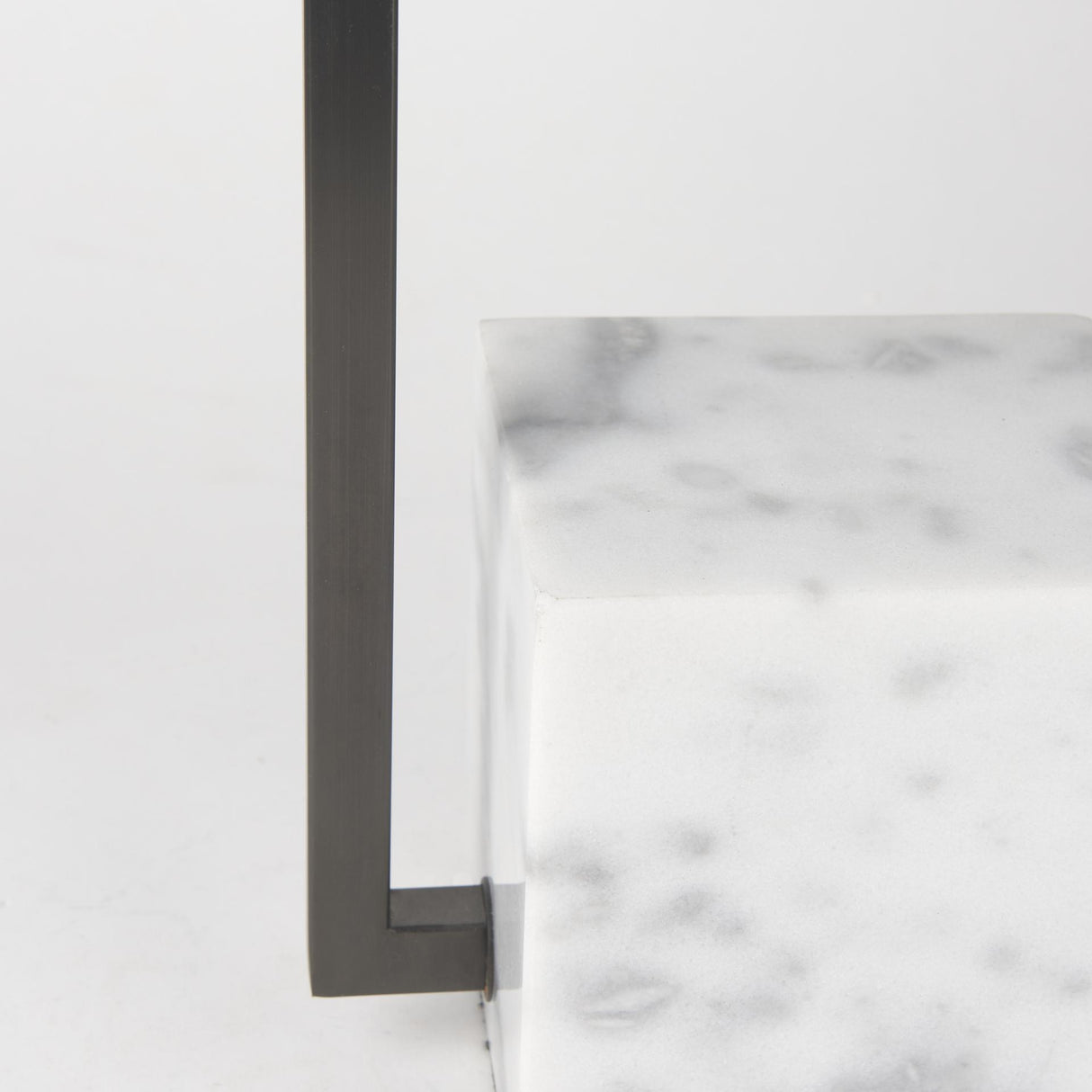 Mercana Peyton 14.0L x 9.0W x 26.2H Black Metal W/Marble Cube and White Shade Table Lamp