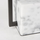 Mercana Peyton 14.0L x 9.0W x 26.2H Black Metal W/Marble Cube and White Shade Table Lamp