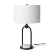 Mercana Sarah 15.0L x 10.0W x 22.2H Arched Black Metal W/Marble Cube and White Shade Table Lamp