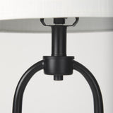 Mercana Sarah 15.0L x 10.0W x 22.2H Arched Black Metal W/Marble Cube and White Shade Table Lamp