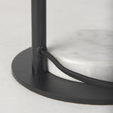 Mercana Sarah 15.0L x 10.0W x 22.2H Arched Black Metal W/Marble Cube and White Shade Table Lamp
